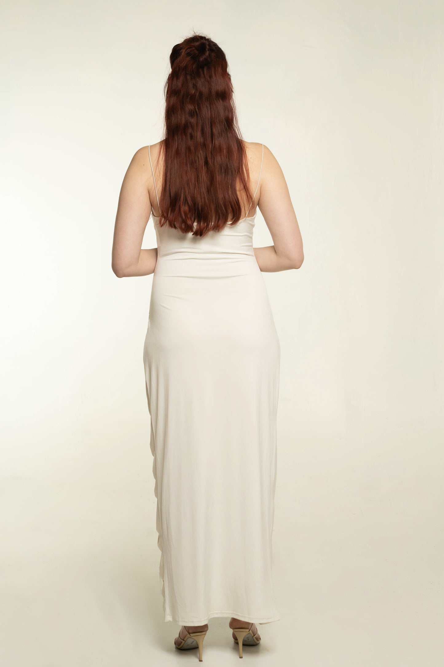 Meshki White Maxi Dress with Slit Size Large