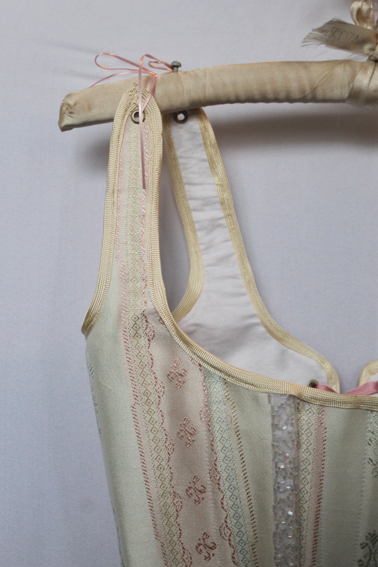 Handmade Pastel Corset with Beaded Panels Size Small