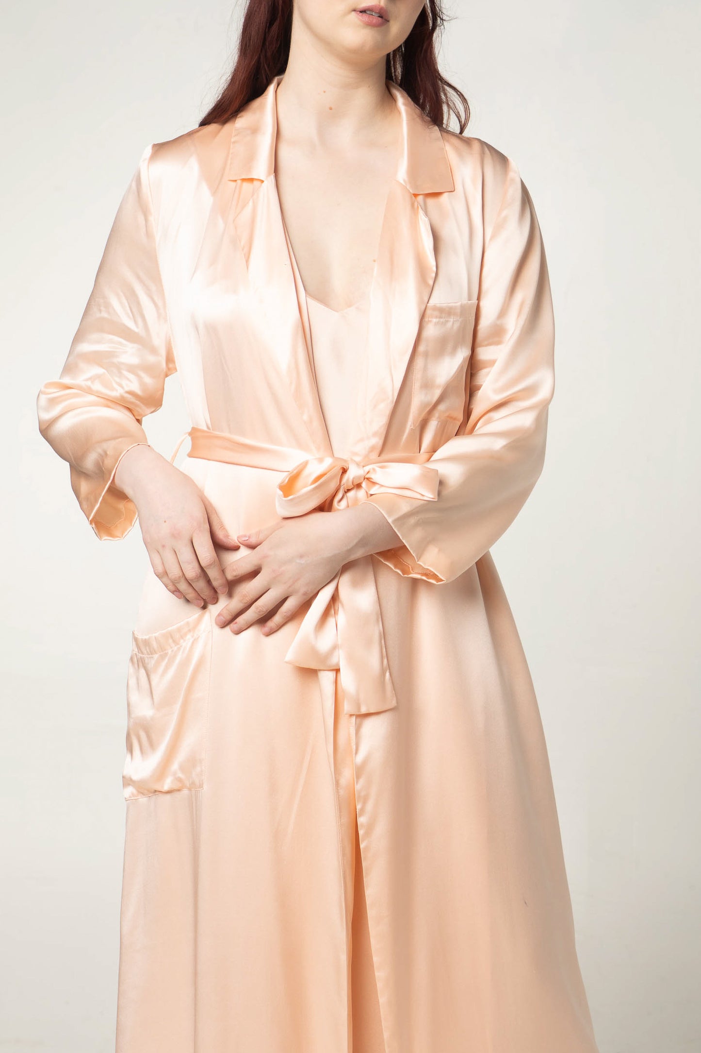 Vintage Peach Silk Robe O/S