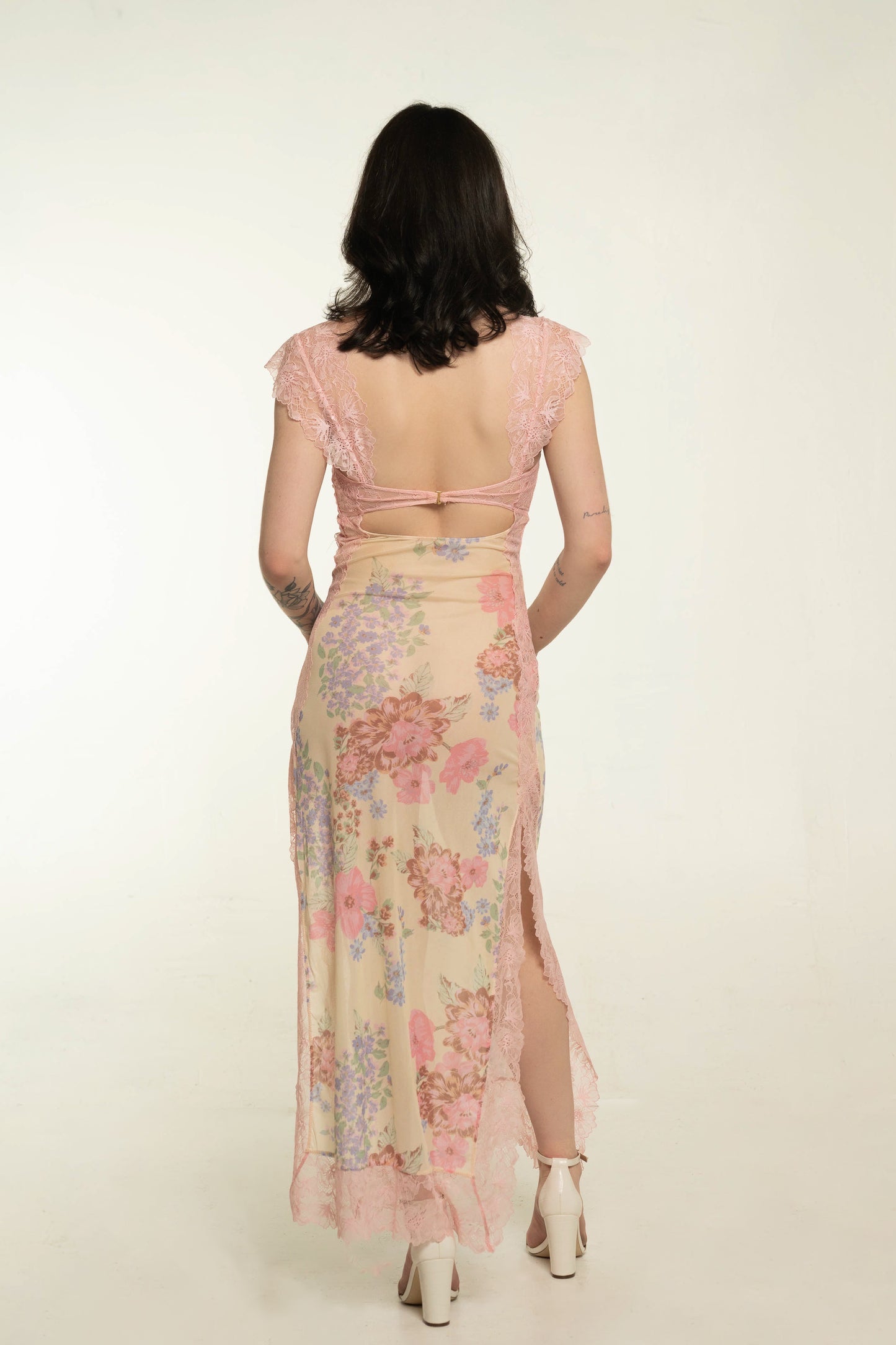 Free People 'Suddenly Fine' Pink Floral Sheer Maxi Dress Size XS