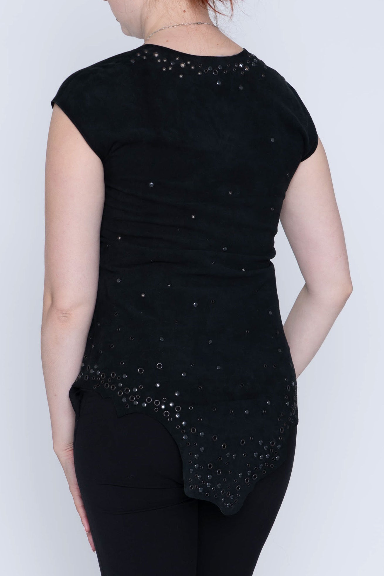 Donald J. Pliner Suede Sleeveless Studded Top Size S