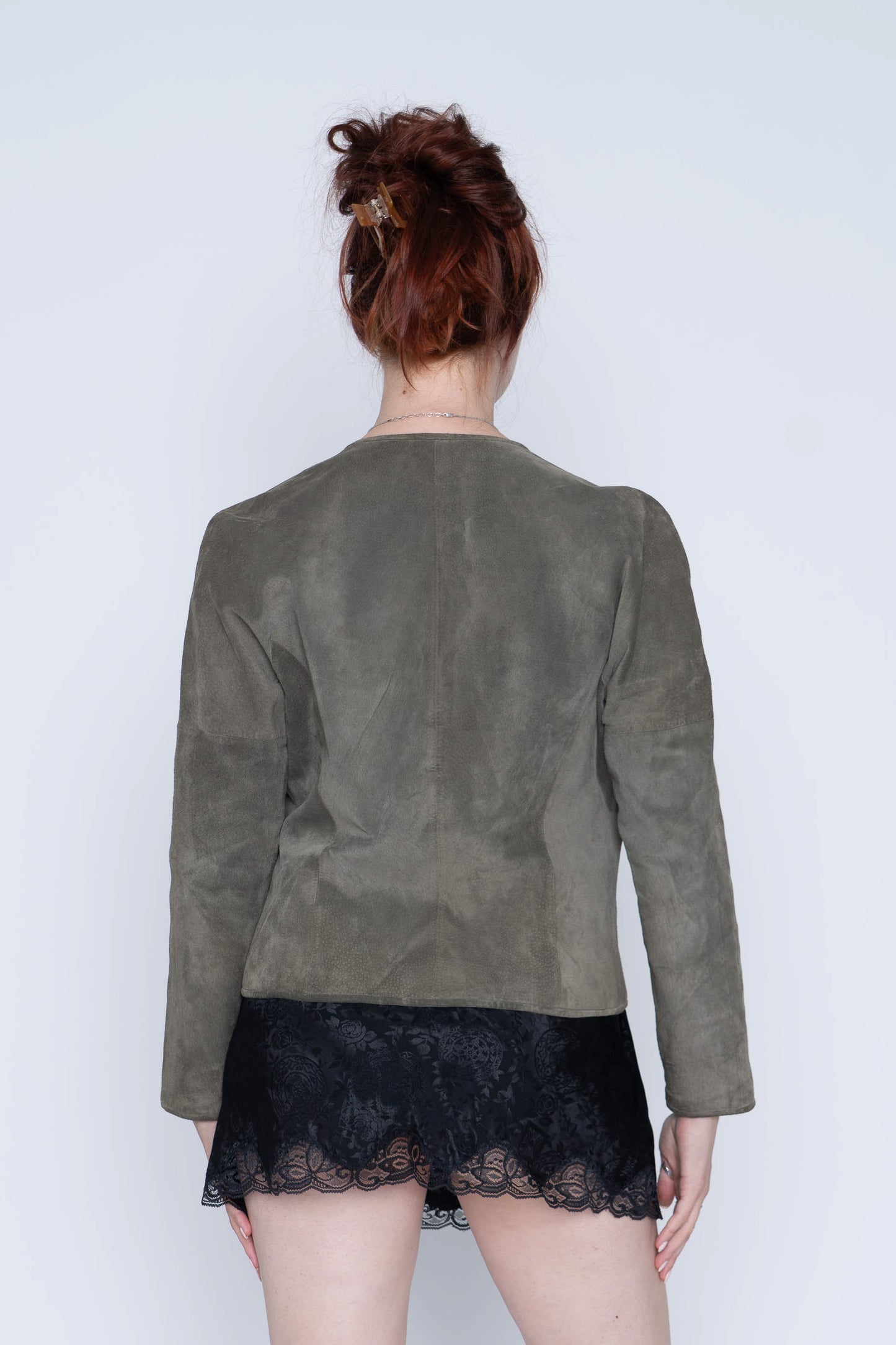 Sage Green Grommet Suede Jacket