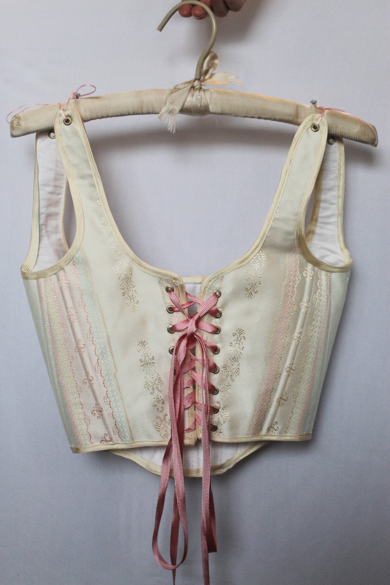 Handmade Pastel Corset with Beaded Panels Size Small