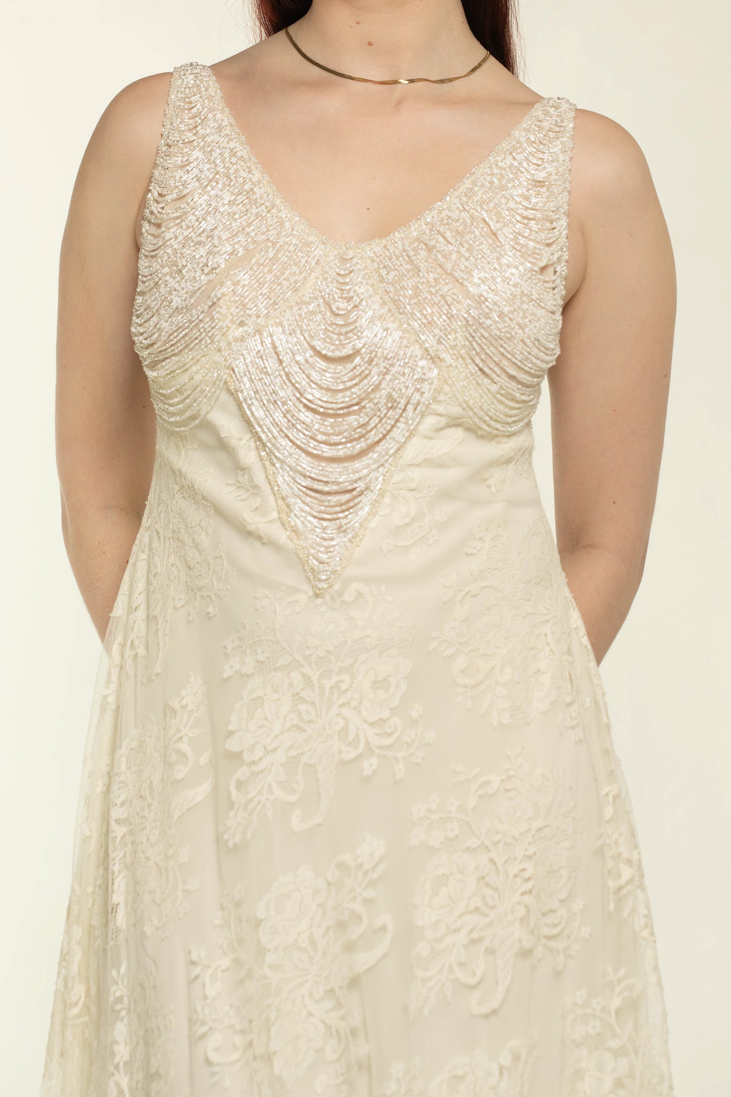 Floranna White Lace Beaded Gown Size Large