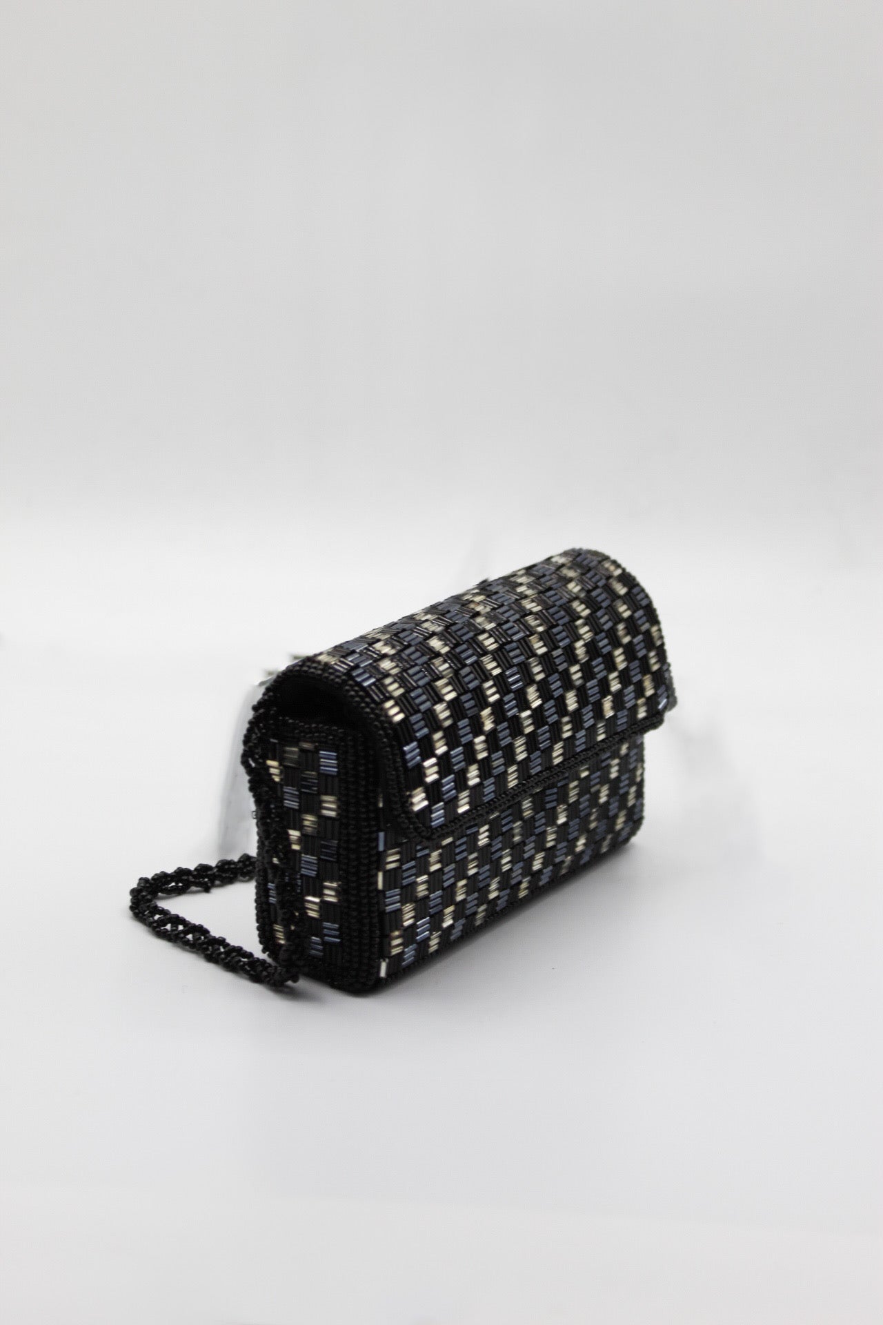 Black Beaded Mini Box Bag