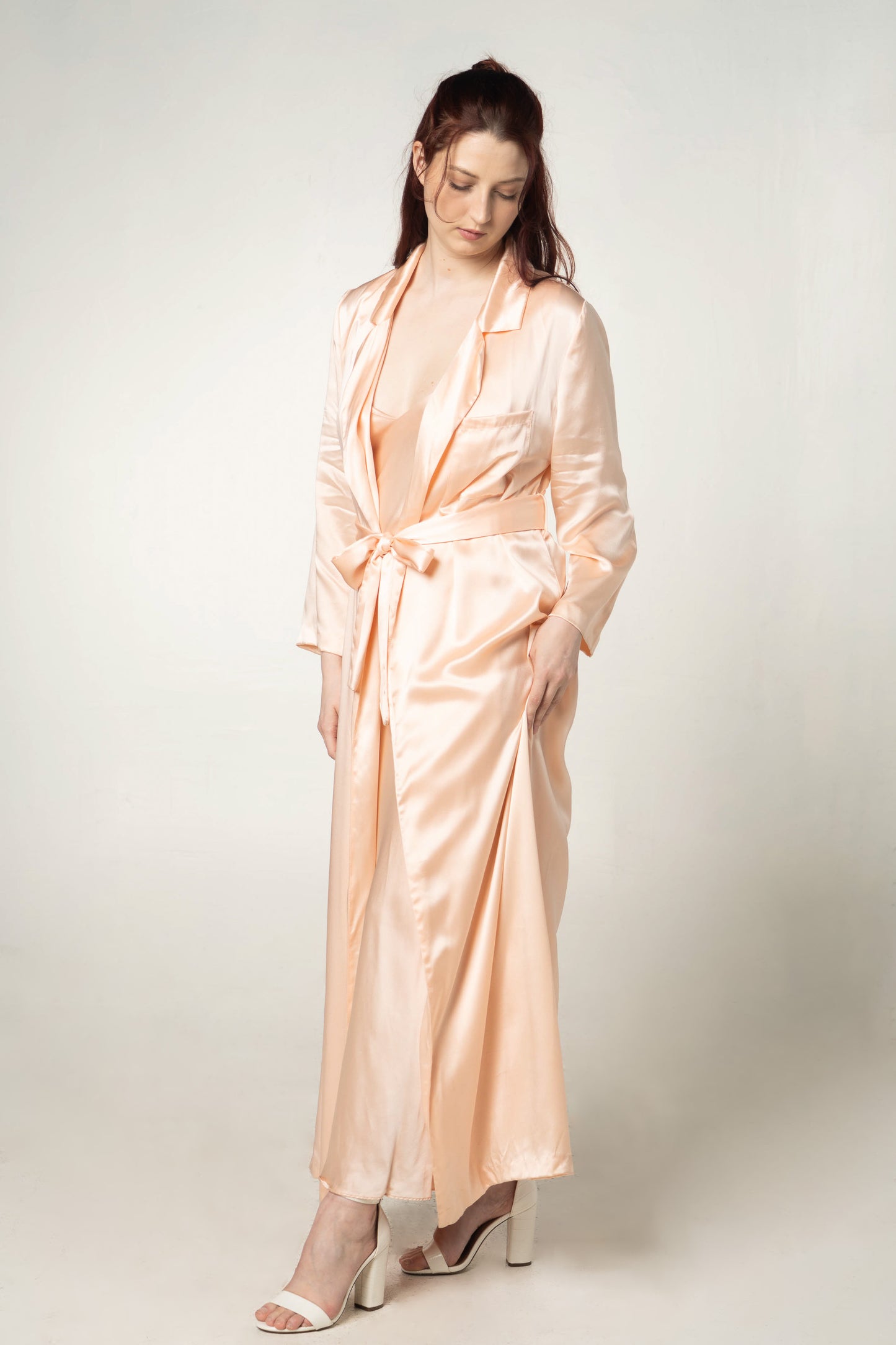 Vintage Peach Silk Robe O/S