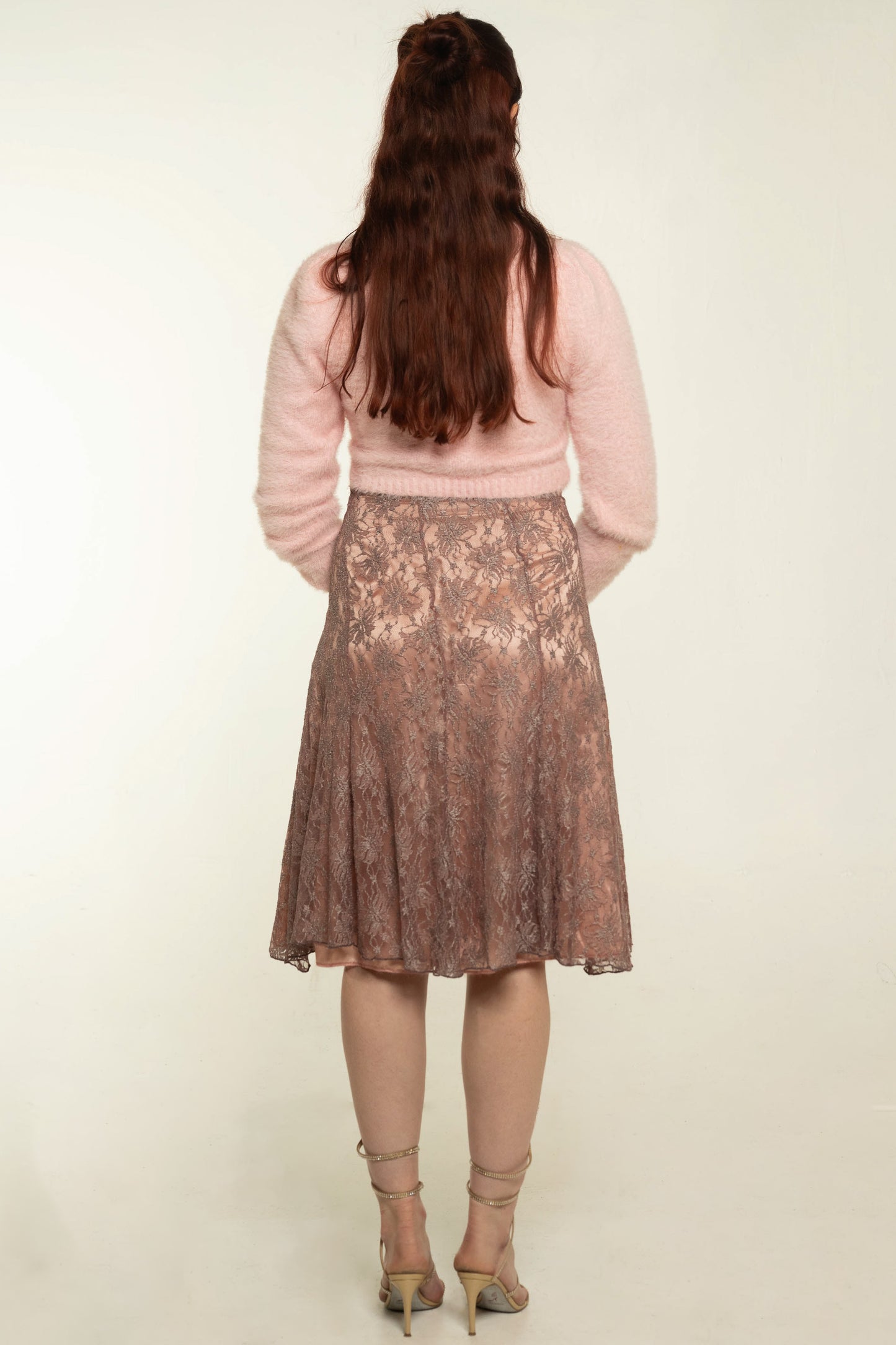 Mauve/Pink Floral Embroidered Skirt Size Medium