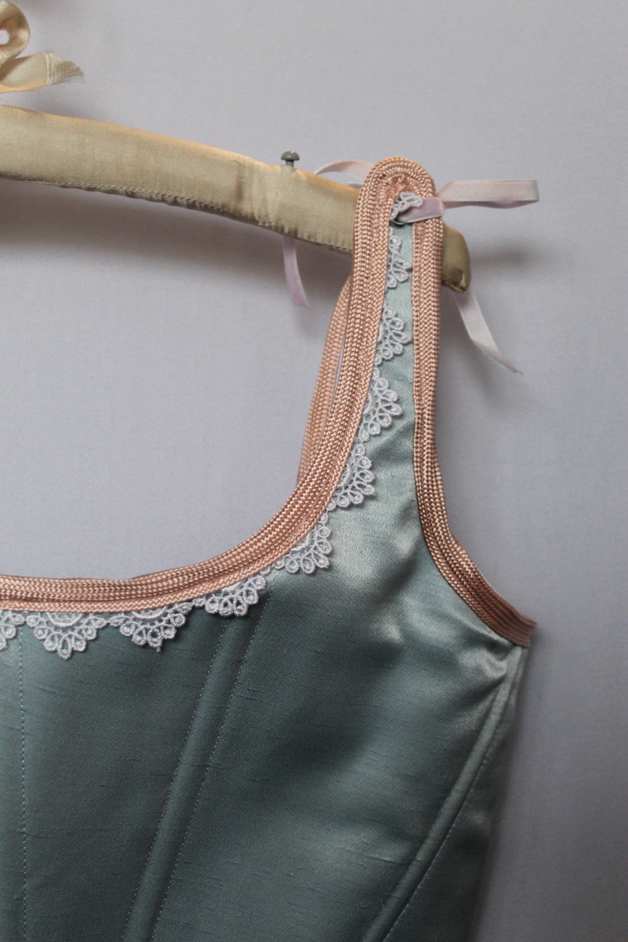 Handmade Blue Corset with Pink Trim Size XL