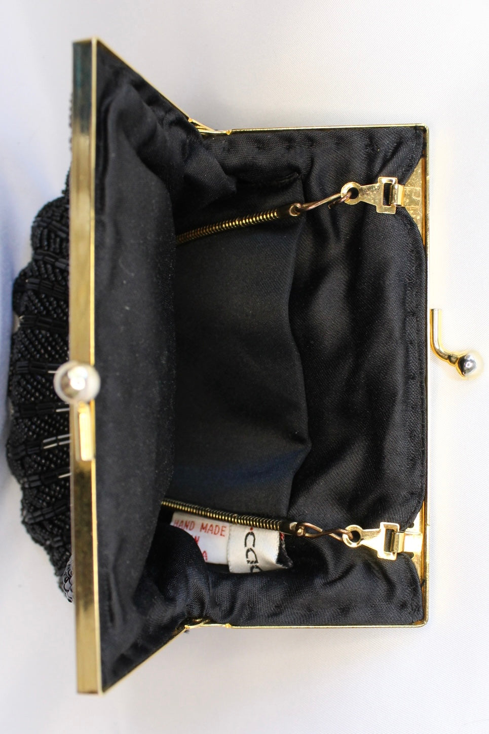 Vintage Black Beaded Seashell Evening Bag