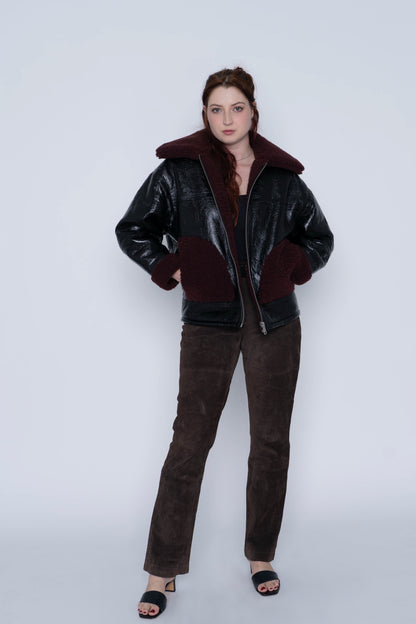 Apparis ‘Catalina’ Noir and Burgundy Coat