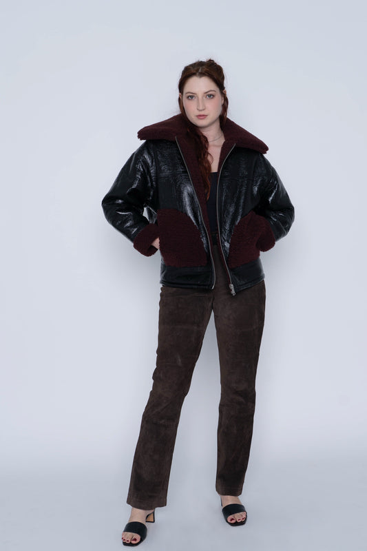 Apparis ‘Catalina’ Noir and Burgundy Coat