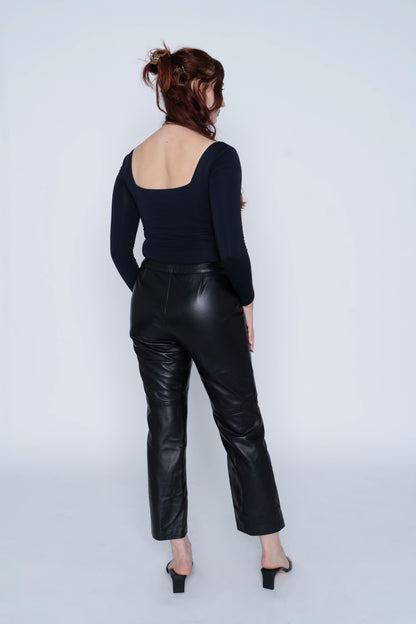 Vintage Danier Black Leather Pants Size 8
