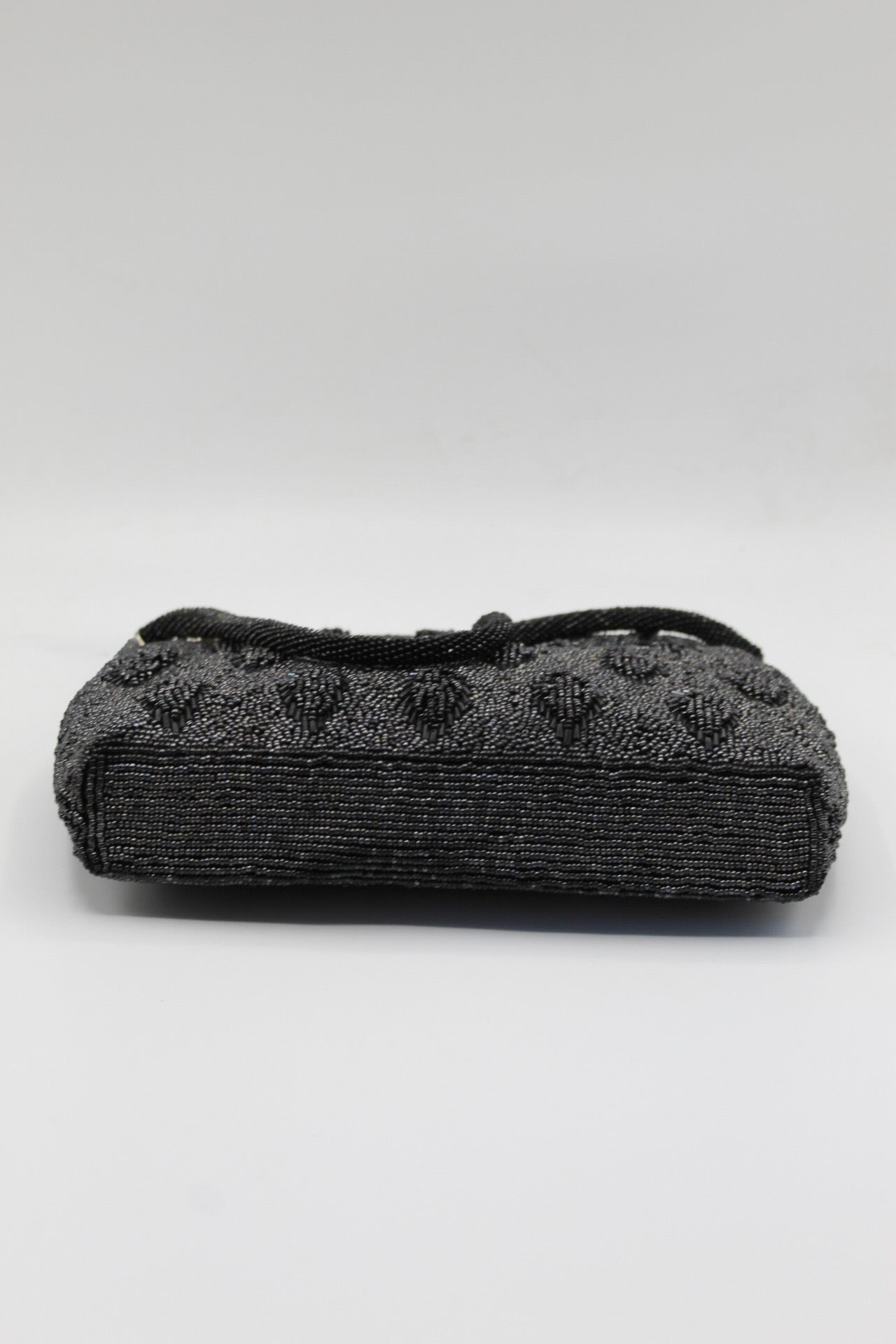 Vintage Fancy Black Bead & Silver Top Handle