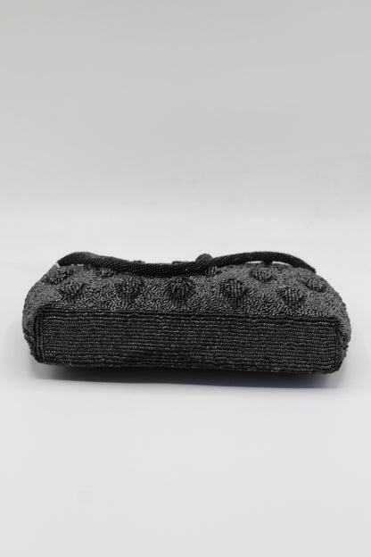 Vintage Fancy Black Bead & Silver Top Handle