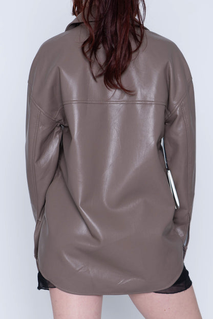 Babaton ‘Pelli’ Faux Leather Shirt Jacket NWT