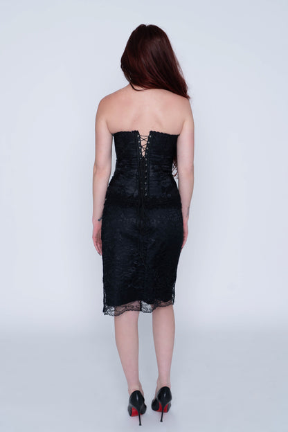 Frederick’s of Hollywood Black Jacquard Floral Corset Size S