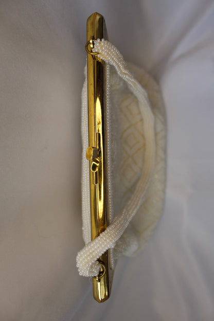 Vintage White Beaded Evening Bag