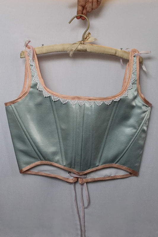 Handmade Blue Corset with Pink Trim Size XL