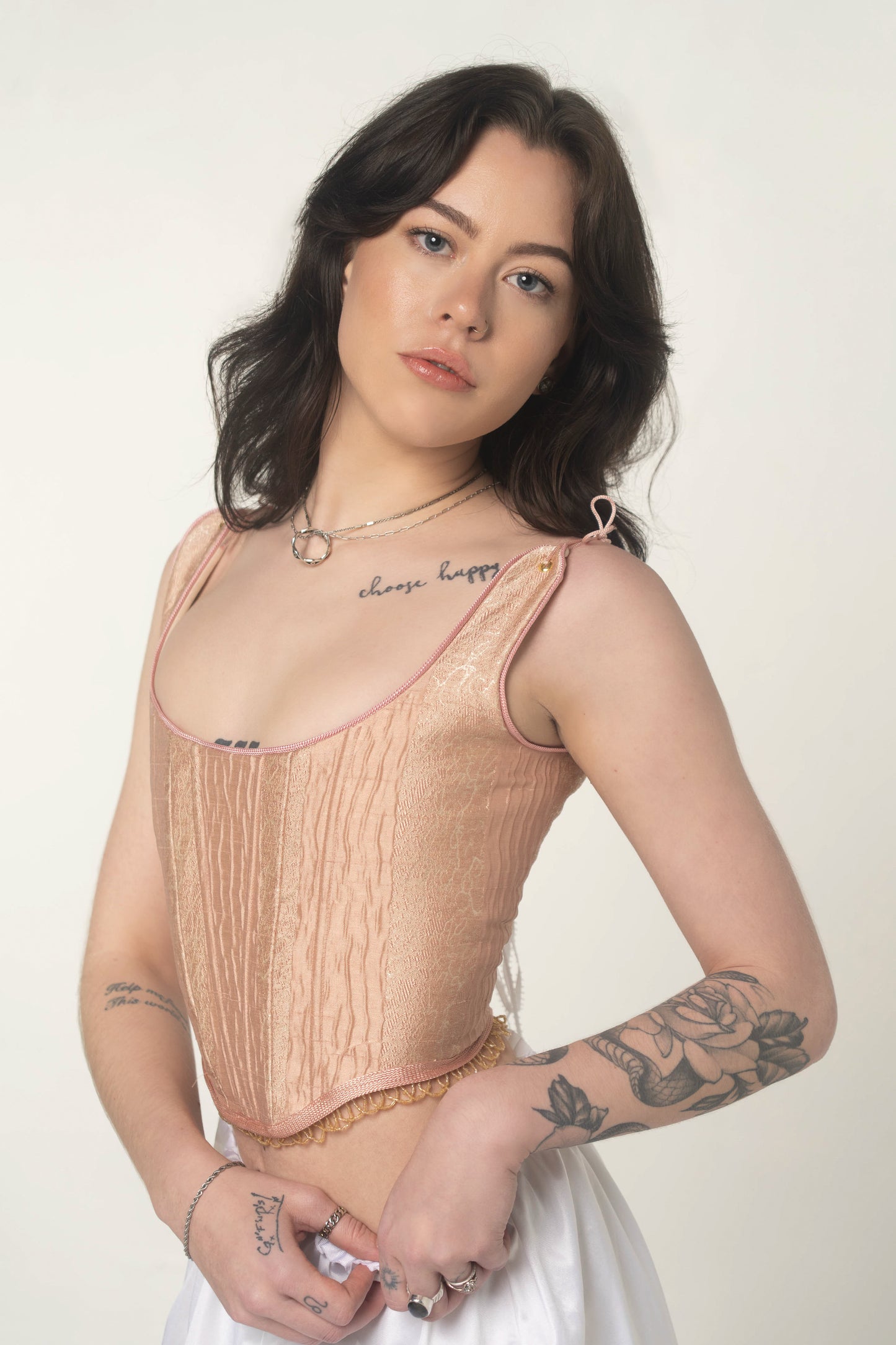 Handmade Textured Pink Corset Size Small