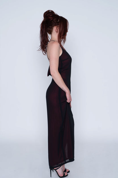 Black/Red Cross Back Sultry Dress