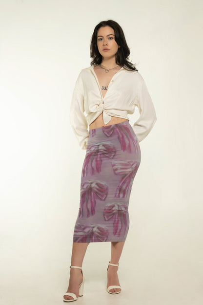 Acne Studios Lilac/Pink Bodycon Midi Skirt