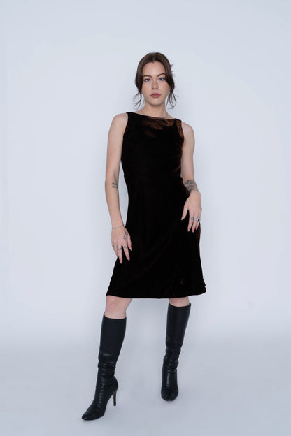 Marisa Minicucci Brown Velvet Dress Size Small