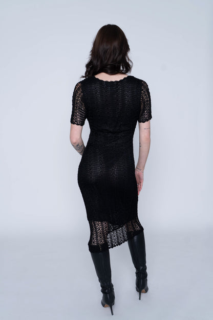 Valenti Black S/S Crochet Maxi Dress