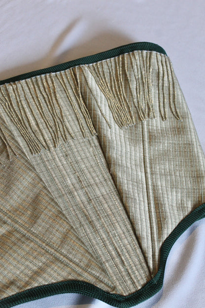 Handmade Green Strapless Corset with Beaded Fringe Size Large