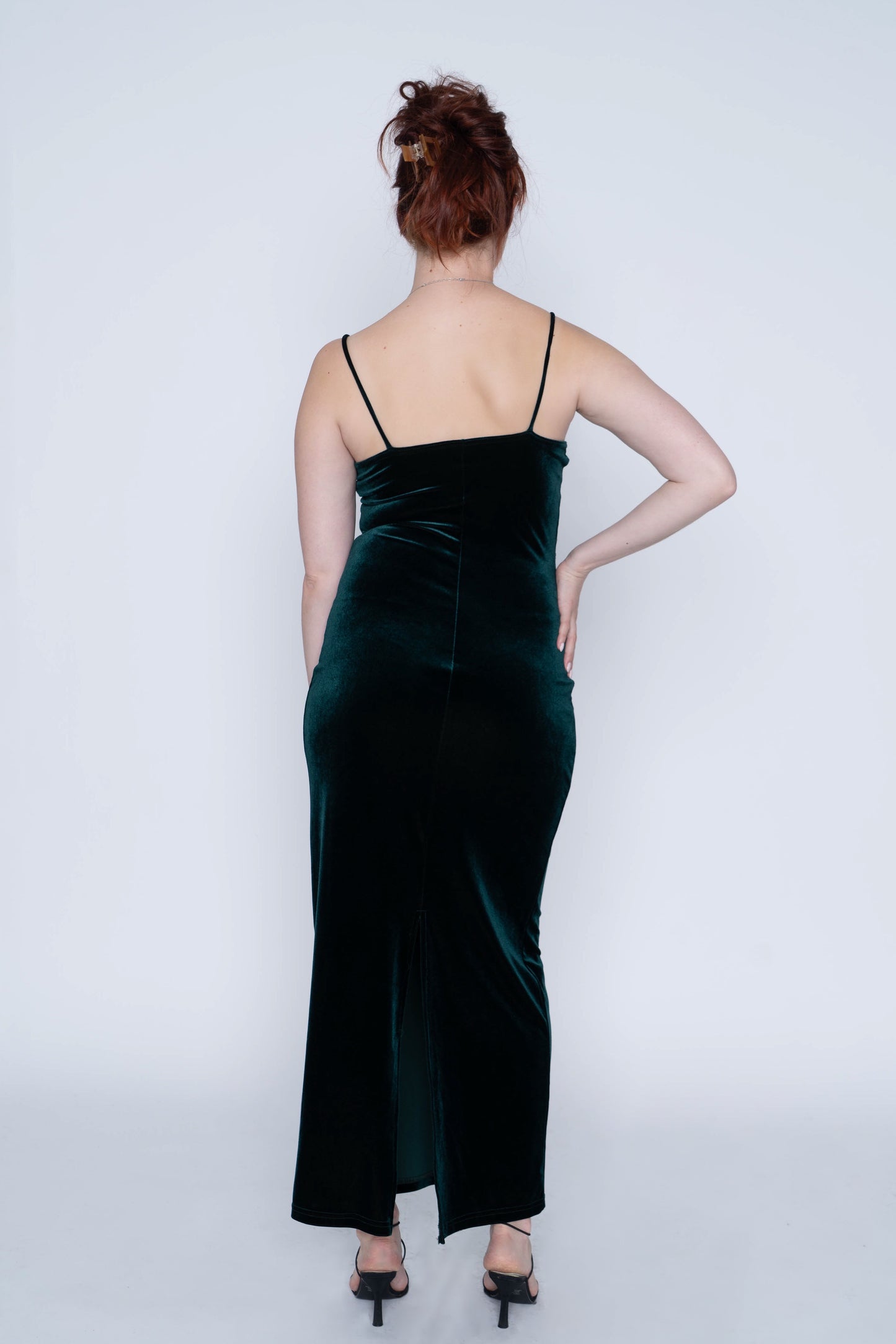 Vintage Green Velvet Maxi Dress Size Medium