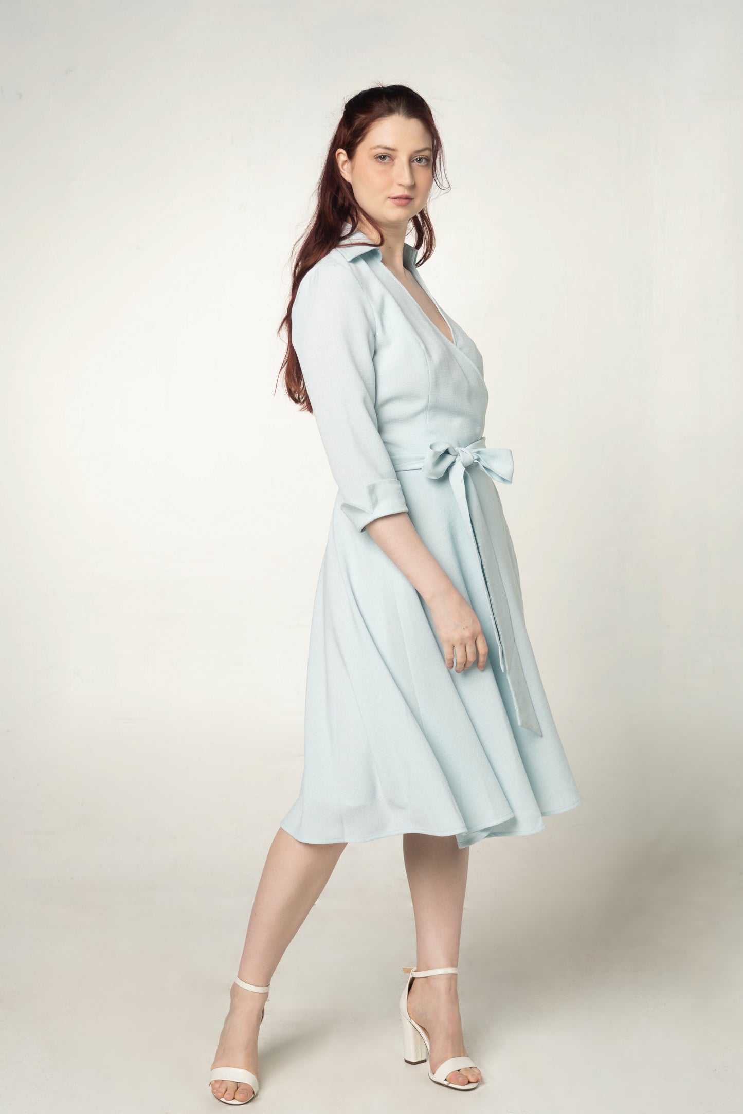 Vintage Handmade Blue Wrap Dress Size Large
