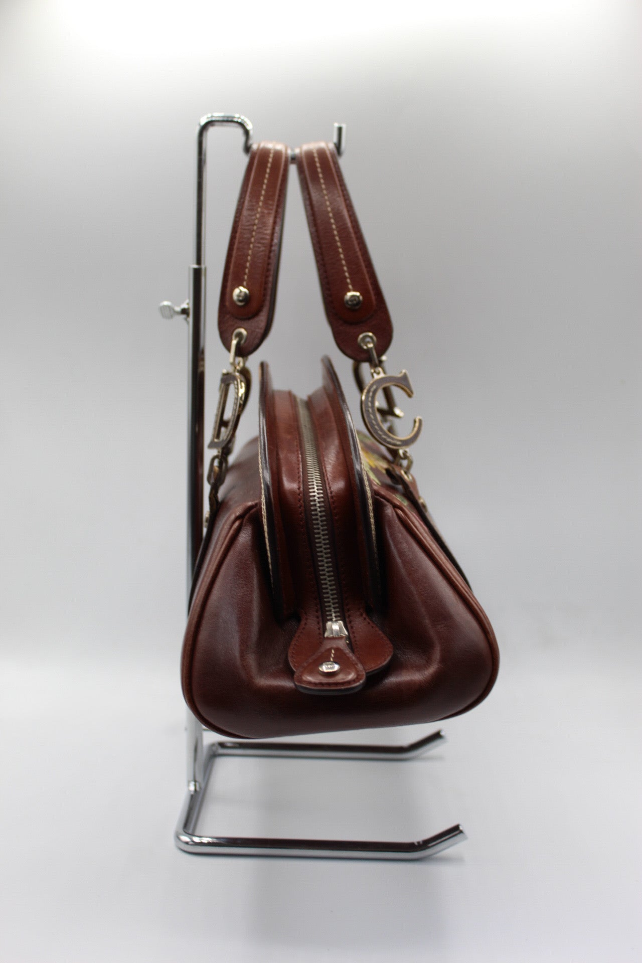 2005 Dior by John Galliano Floral Embroidered Bowler Bag