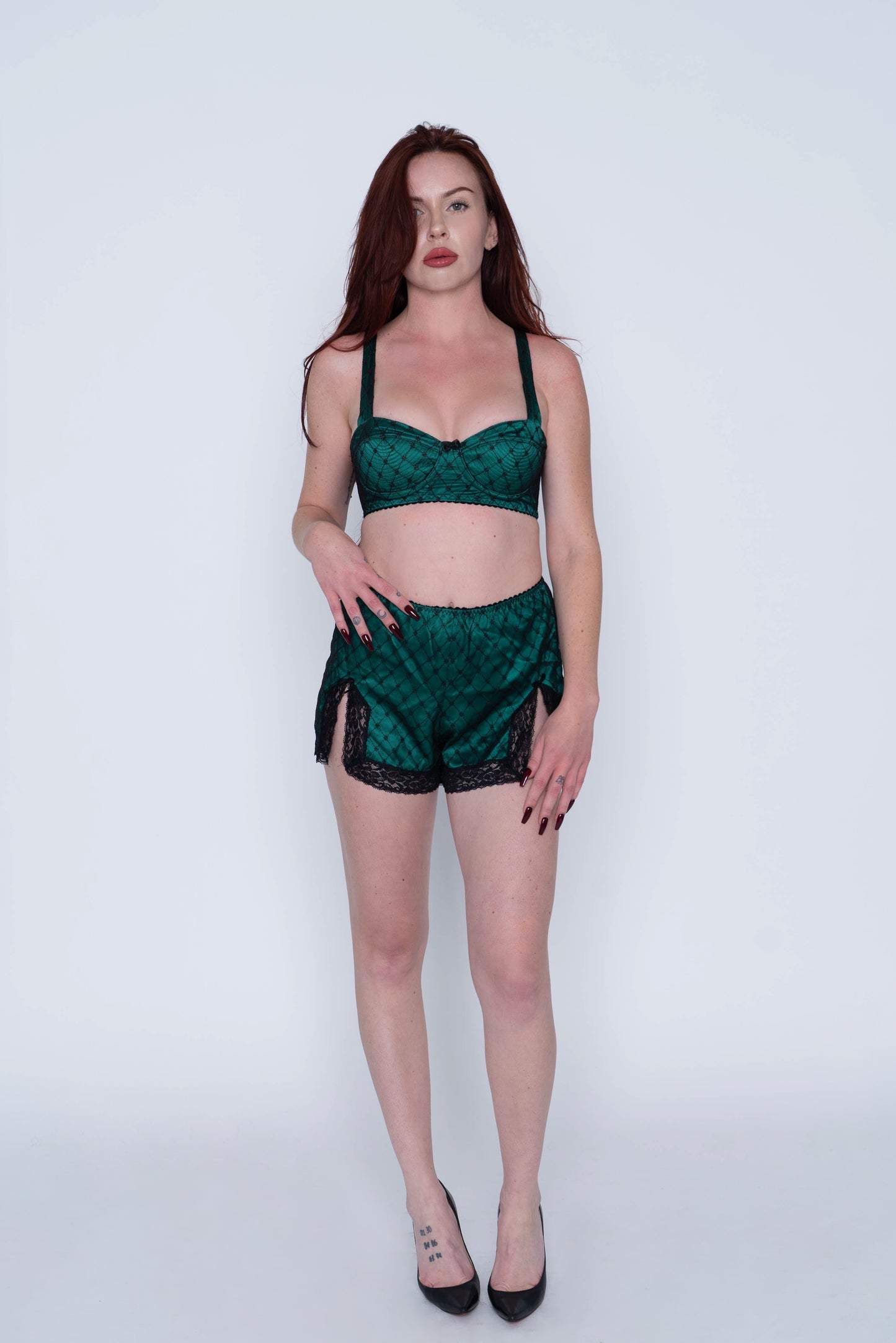 Green/Black Lace Lingerie Set