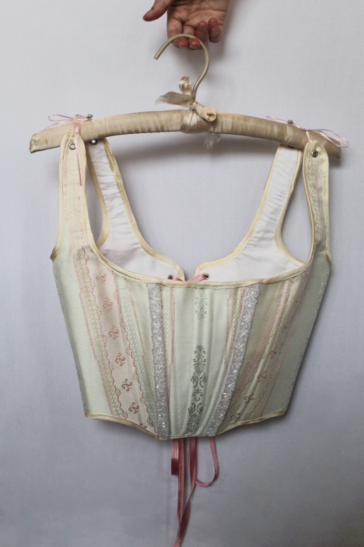 Handmade Pastel Corset with Beaded Panels Size Small