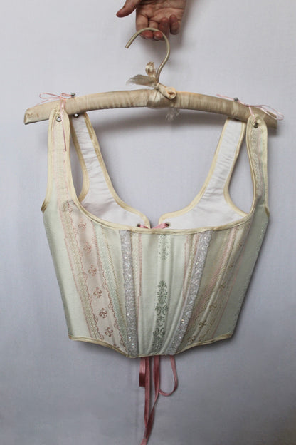 Handmade Pastel Corset with Beaded Panels Size Small
