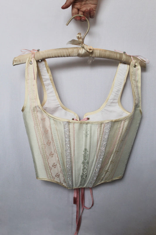 Handmade Pastel Corset with Beaded Panels Size Small