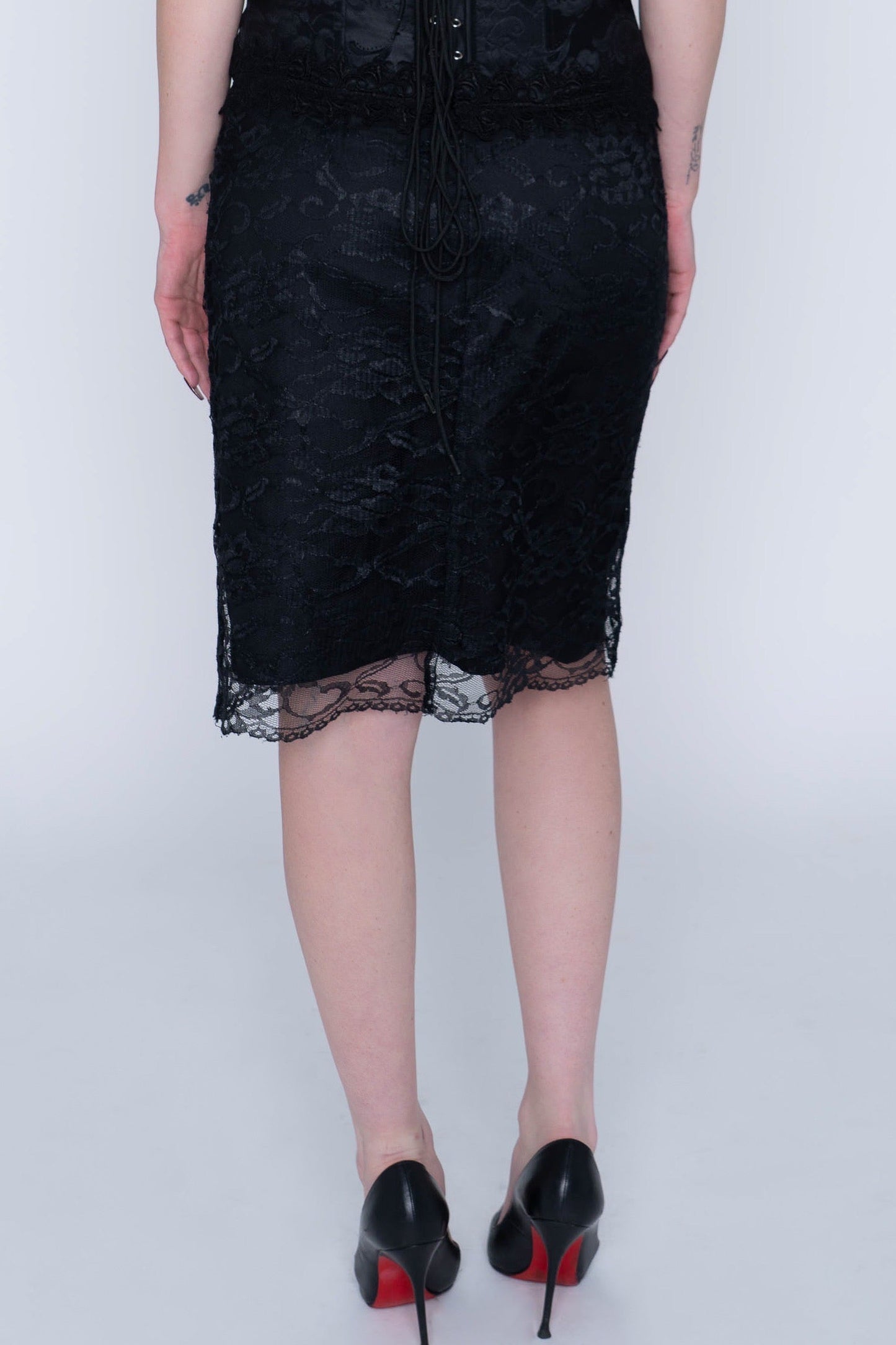 Vintage Two Roads Black Lace Midi Skirt Size S