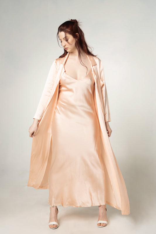 Vintage Peach Silk Robe O/S