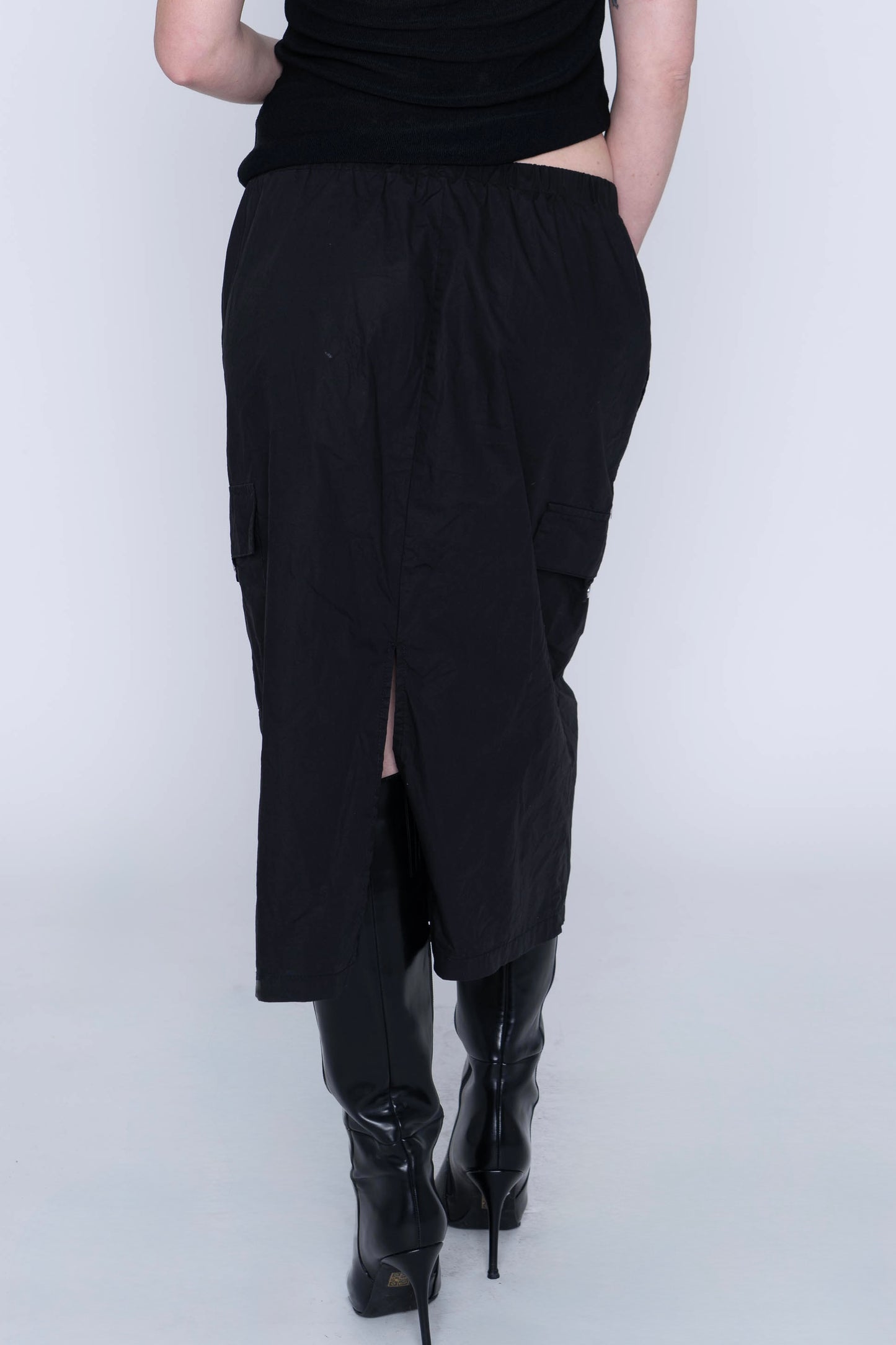 Rachel Zoe Black Utility Midi Skirt Size M