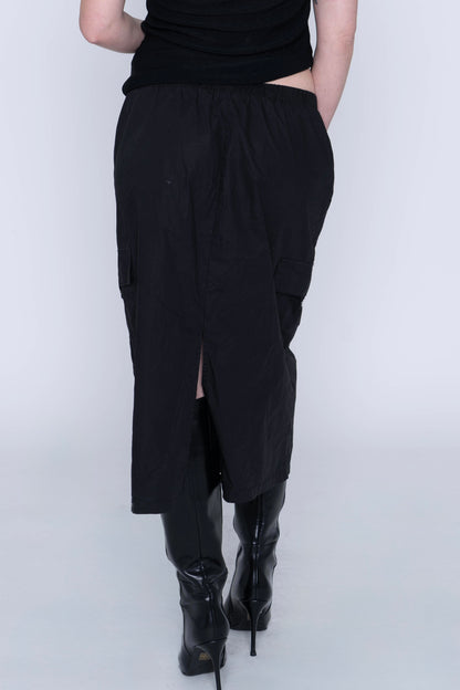 Rachel Zoe Black Utility Midi Skirt Size M