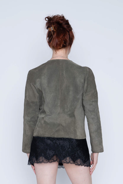 Sage Green Grommet Suede Jacket