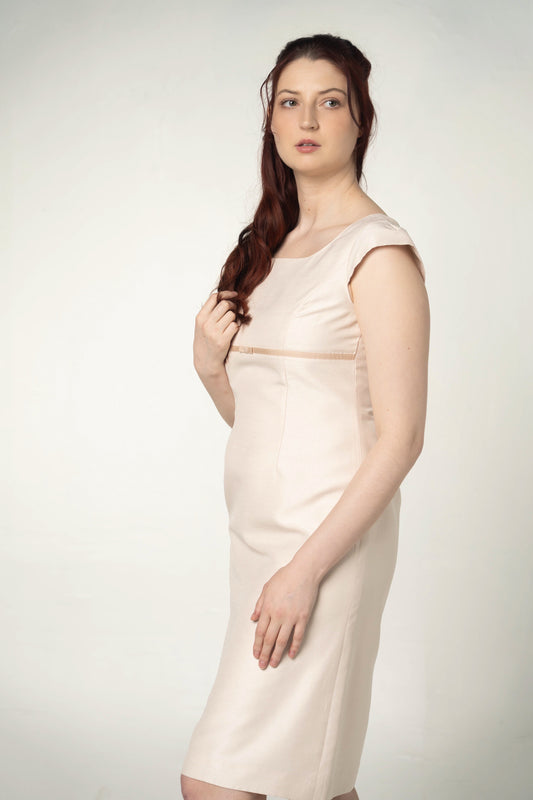 Cream Empire Waist Dress Size Medium