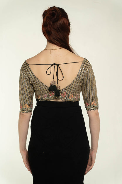 Paulmi & Harsh Gold/Muticolour Beaded Top Size Medium