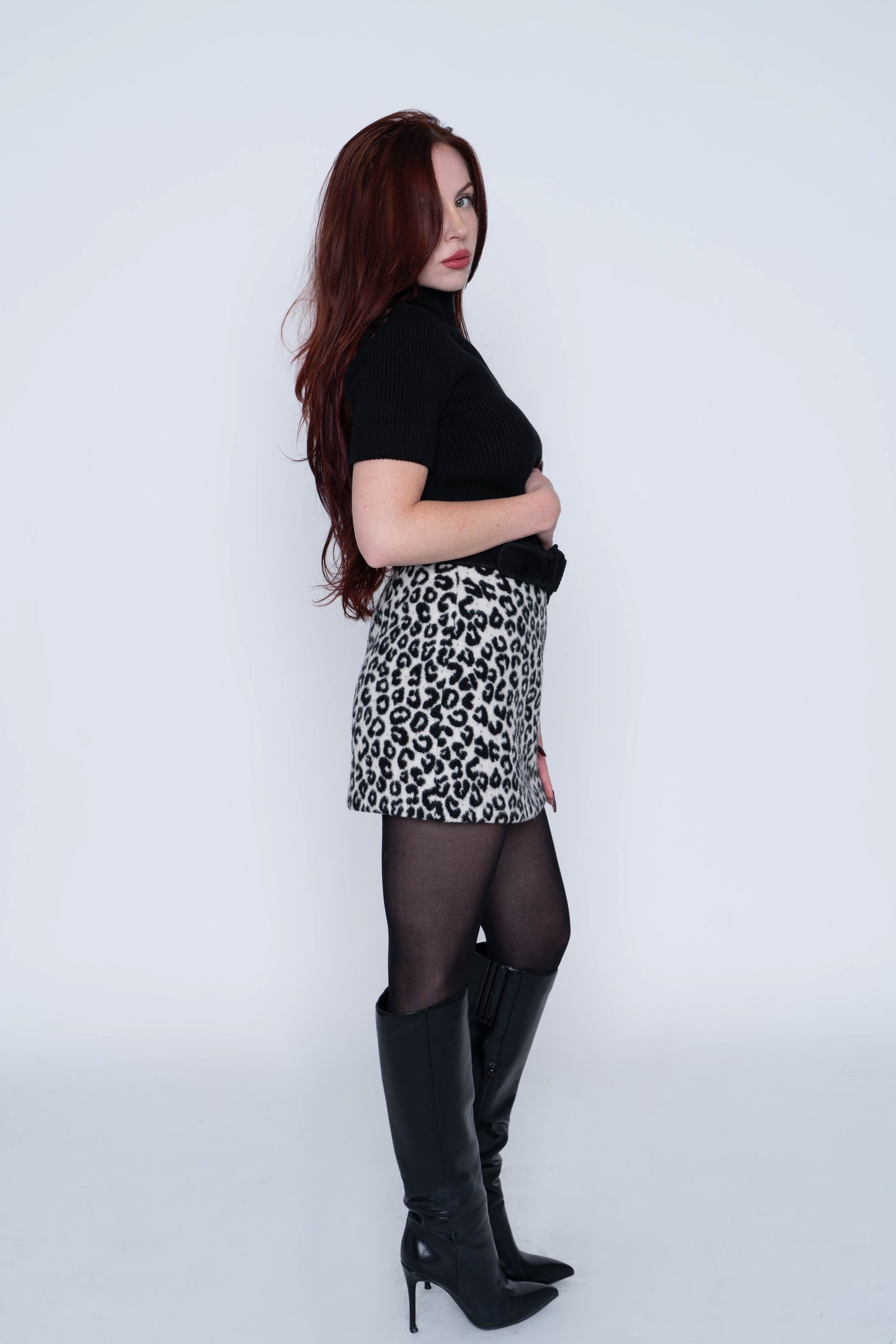 Maje Black/White Leopard Mini Size 38