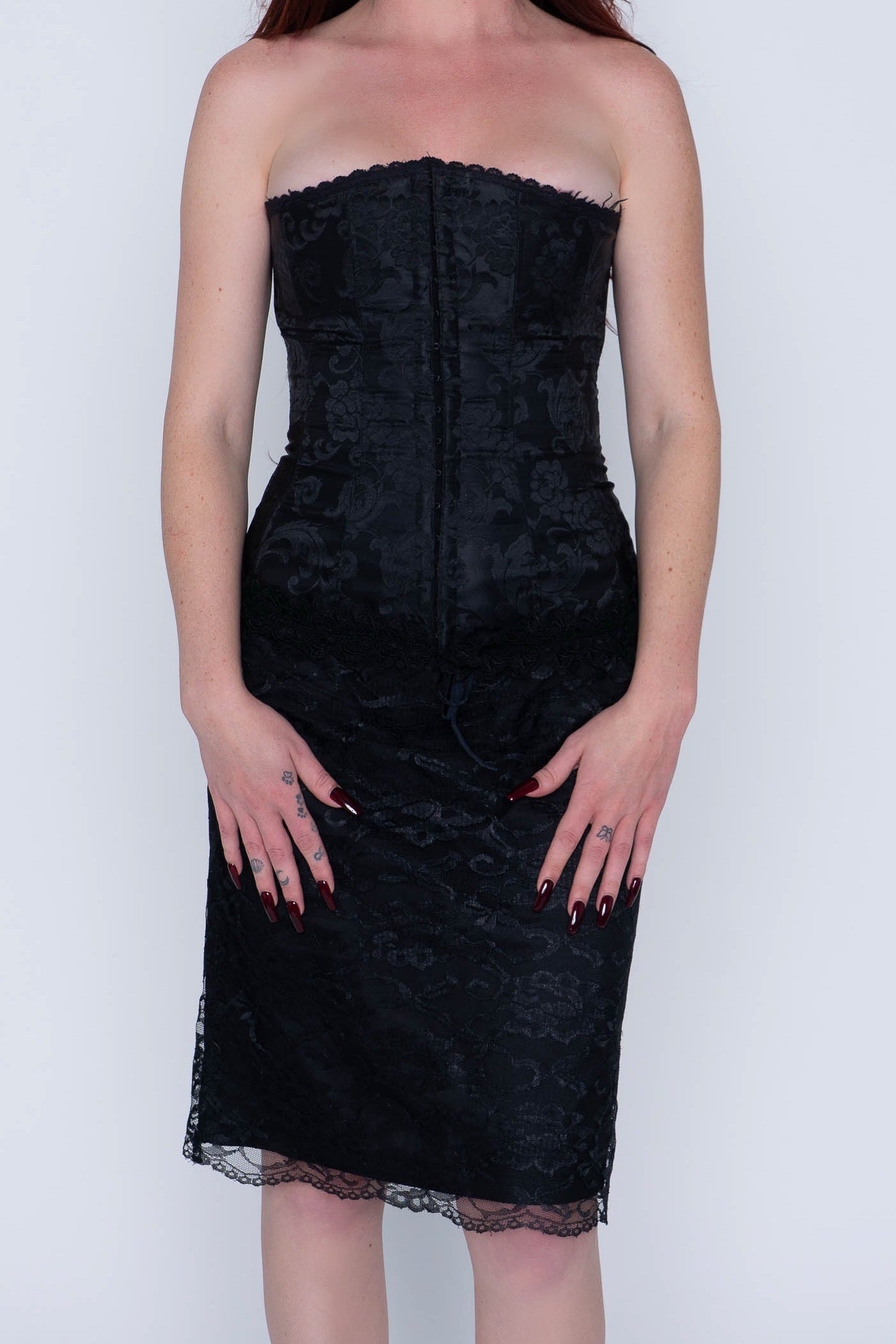 Vintage Two Roads Black Lace Midi Skirt Size S