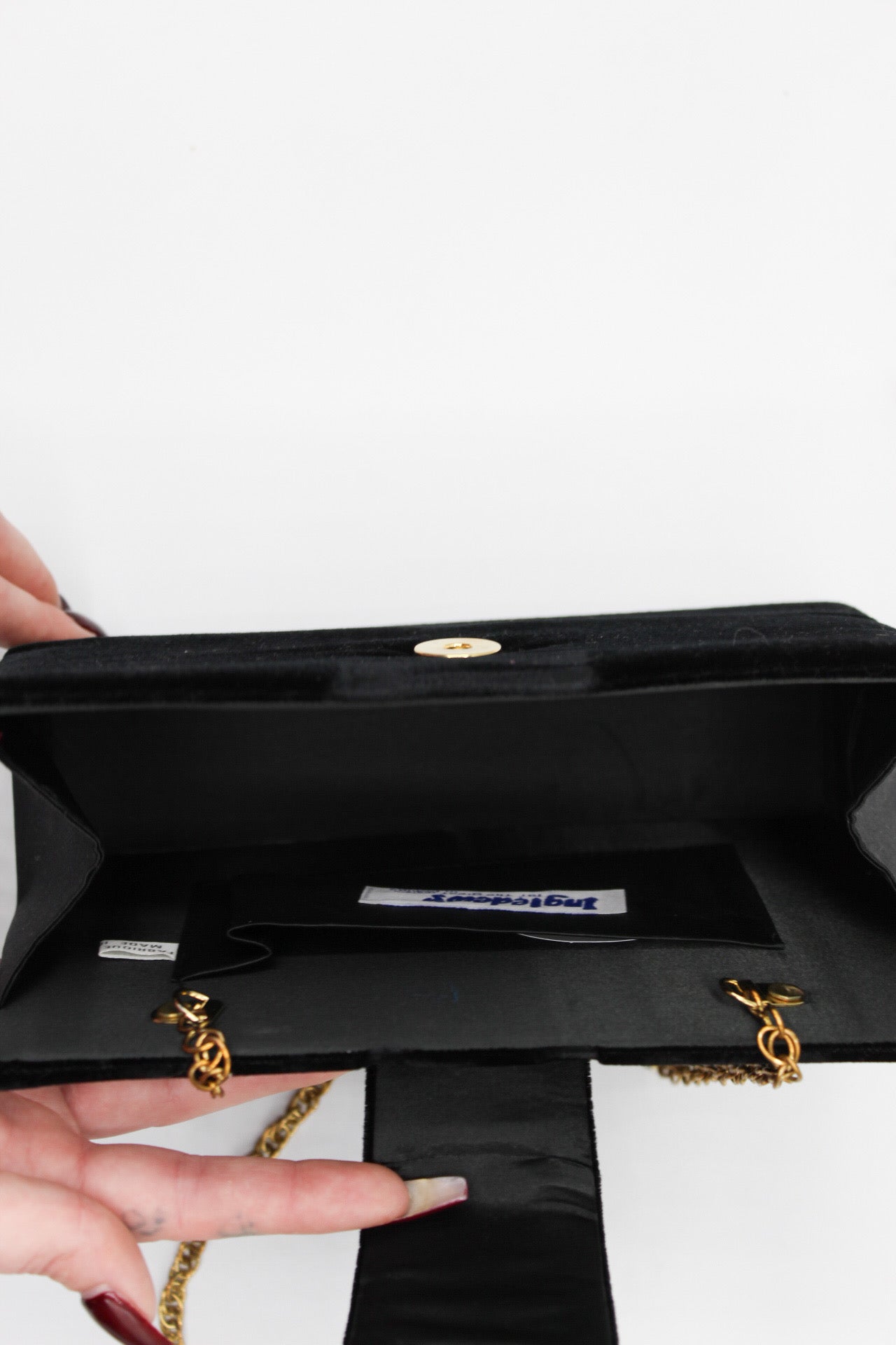 Ingledews Black Velvet Gold Chain Bag
