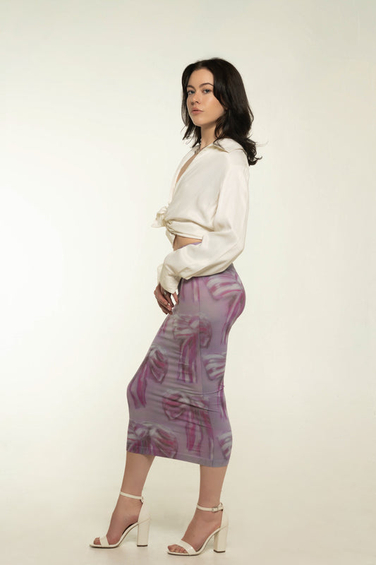 Acne Studios Lilac/Pink Bodycon Midi Skirt