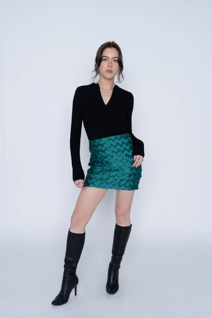 Amanda Uprichard Green Satin Weave ‘Hope’ Mini Skirt NWT Size XS