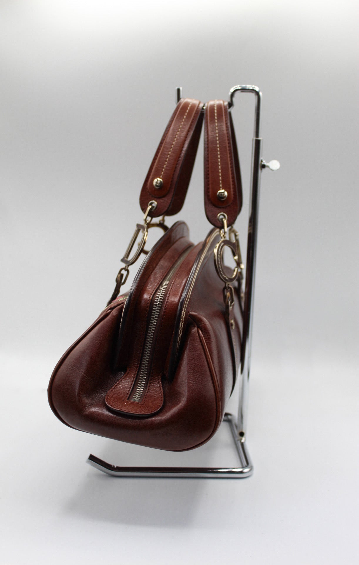 2005 Dior by John Galliano Floral Embroidered Bowler Bag