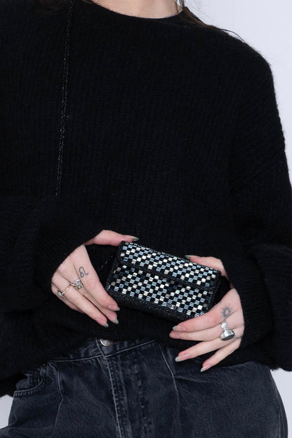 Black Beaded Mini Box Bag