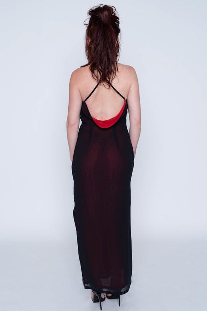 Black/Red Cross Back Sultry Dress